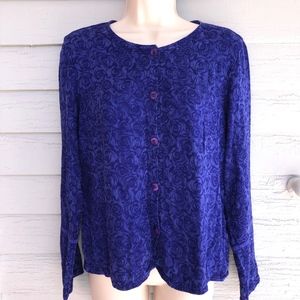 HEAVEN tencel/rayon cobalt blue buttoned top/S